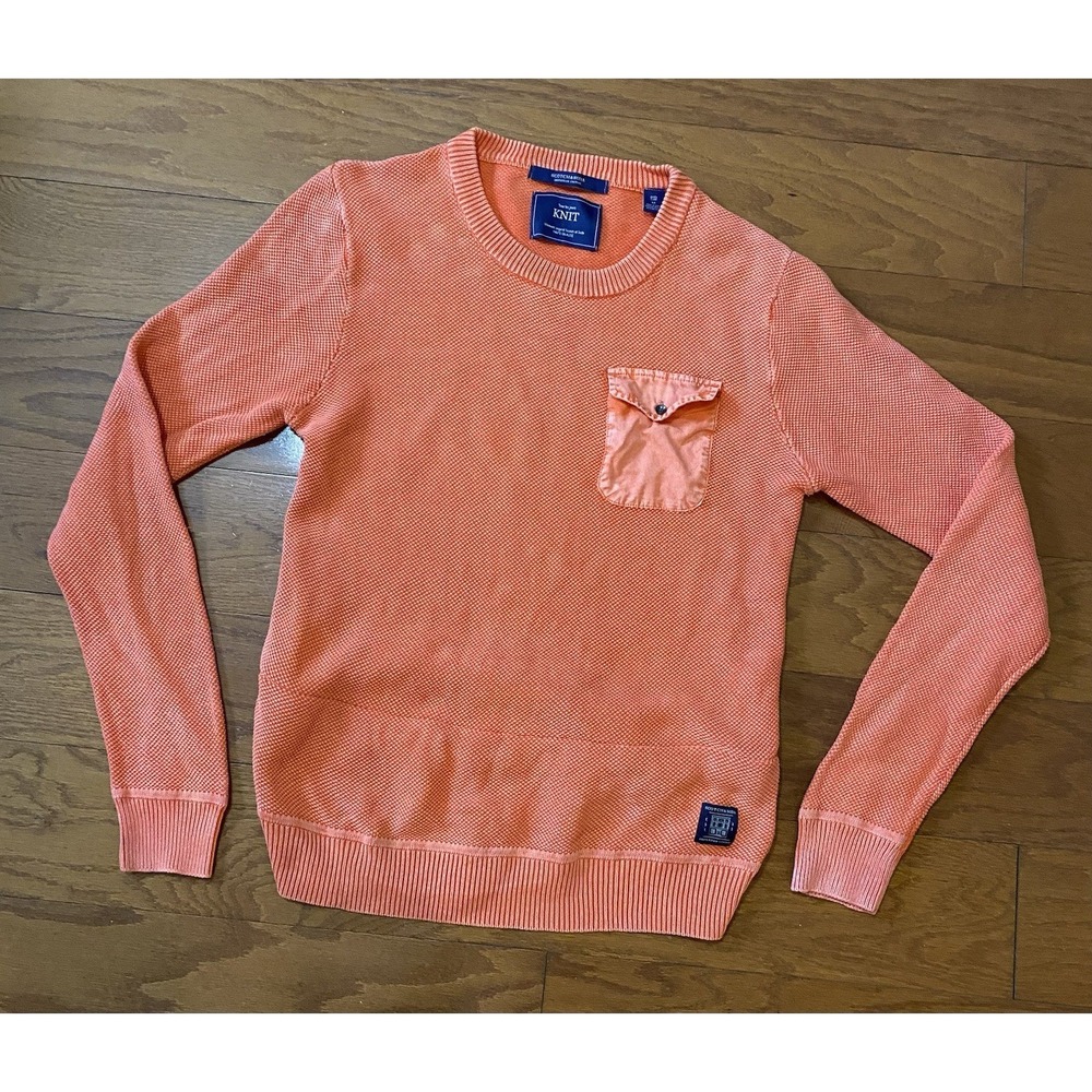 Scotch & Soda Sweater MEDIUM Coral Waffle Knit Sweater Amsterdam Blauw Couture